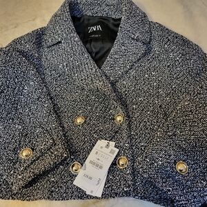 NWT ZARA Cropped Coat, L